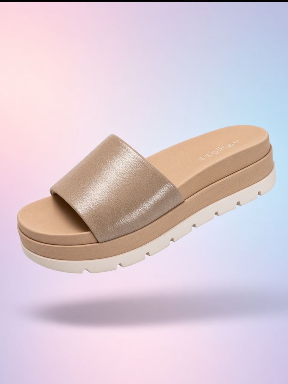 J Slides Metallic Beige Platform Slide Sandals